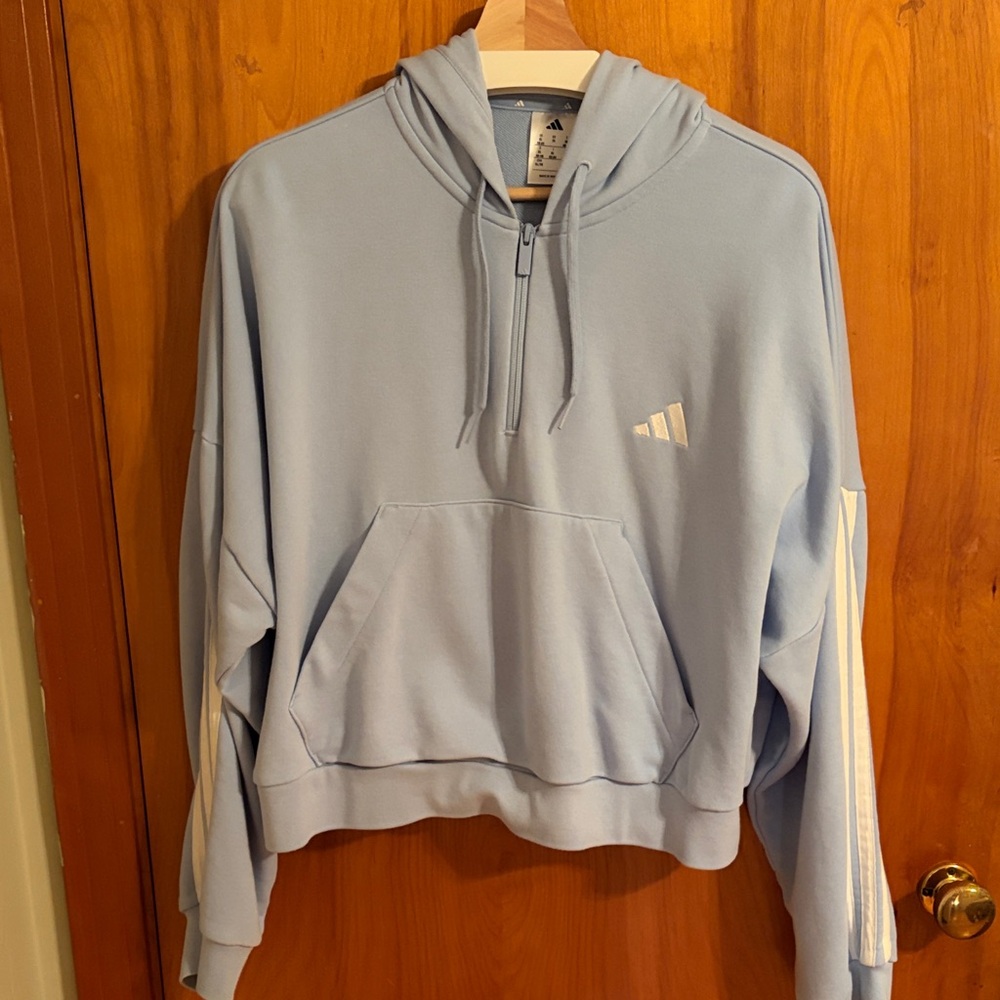 Adidas Light Blue Hoodie with Logo